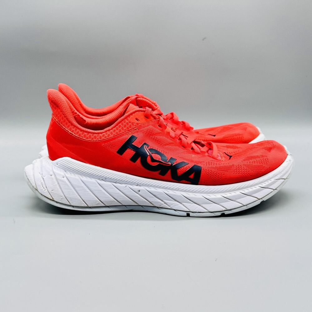 Hoka One One Shoes Womens 9.5 Red Mesh Carbon X 2 Running Athletic Sneakers